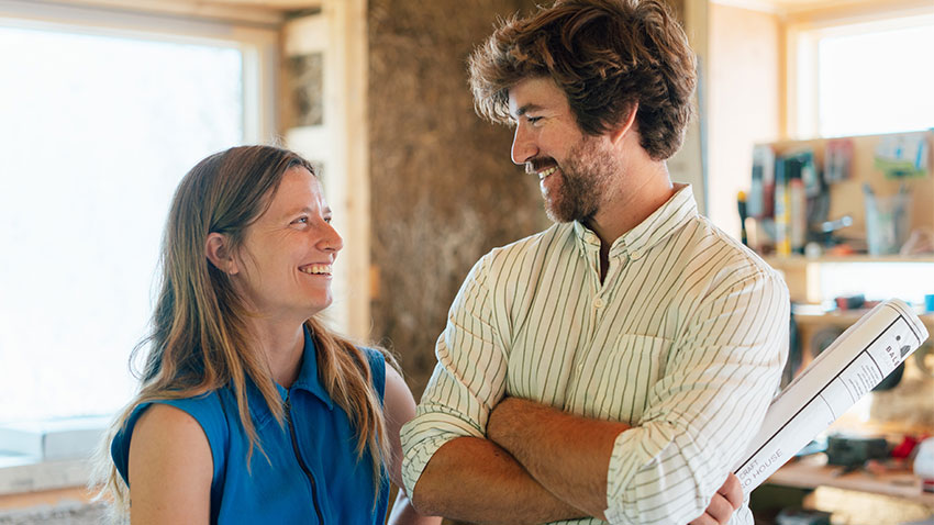 two people smiling