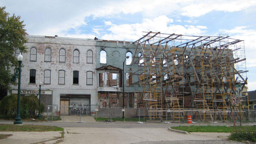 scaffolding in front of building