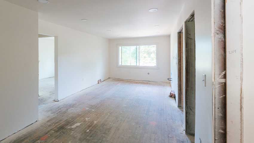 Inside view of an apartment being redeveloped by Shaker Manns